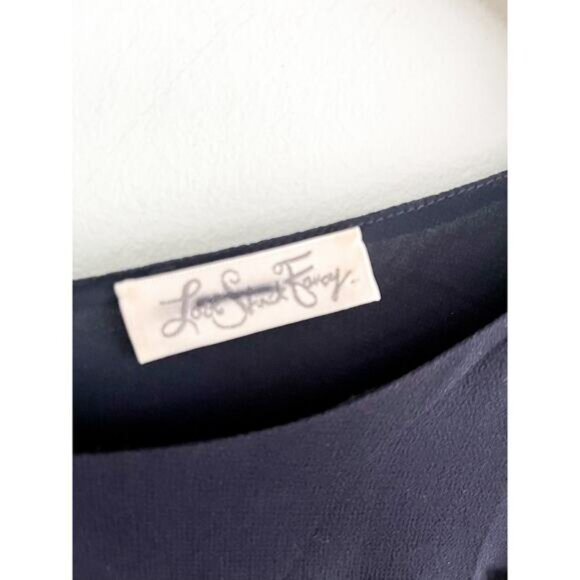 LoveShackFancy | Noelle Mini Dress | 100% Silk Lace Trim | Navy & Black | Sz S - Picture 8 of 13